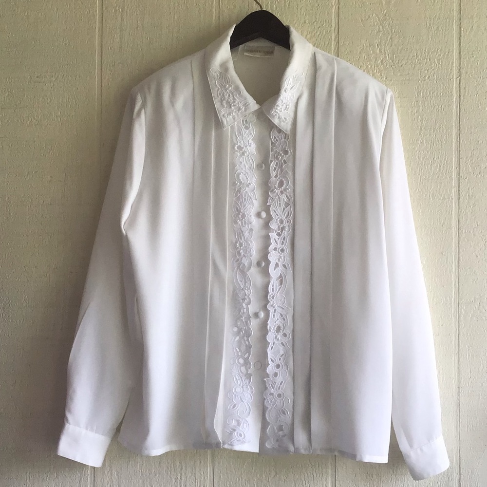 Vintage Victorian prairie style embroidered blouse